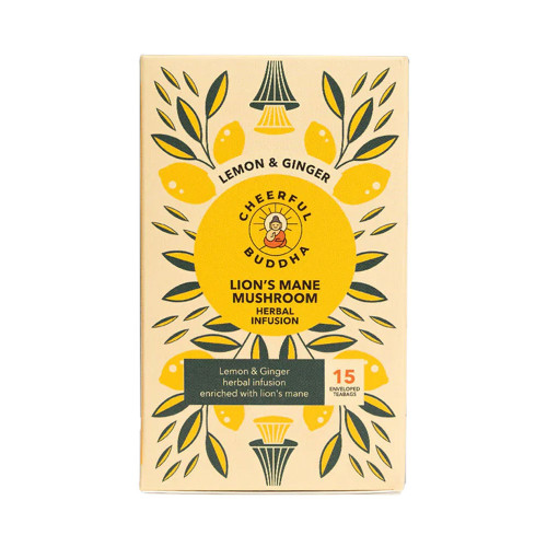 Cheerful Buddha Lemon & Ginger Lion's Mane Mushroom Herbal Infusion 15 Teabags