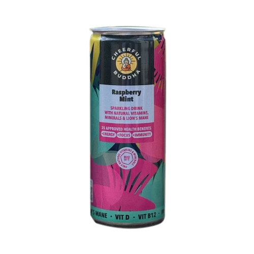 Cheerful Buddha Raspberry Mint Sparkling Lion's Mane Drink 250ml