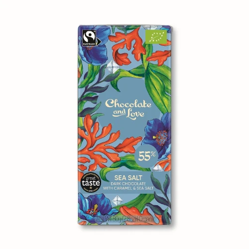 Chocolate and Love Sea Salt & Caramel 55% Dark Chocolate, Caramel & Sea Salt Bar 80g