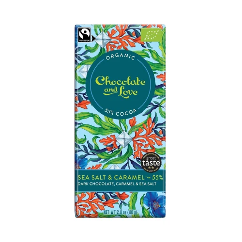 Chocolate and Love Sea Salt & Caramel 55% Dark Chocolate, Caramel & Sea Salt Bar 80g