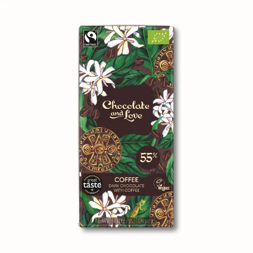 Chocolate and Love Coffee 55% Dark Chocolate with Coffee Bar 80g