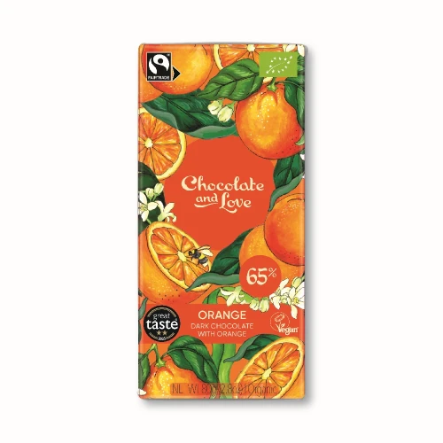 Chocolate and Love Orange 67% Dark Chocolate & Orange Bar 80g