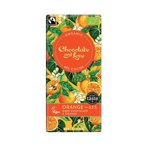 Chocolate and Love Orange 67% Dark Chocolate & Orange Bar 80g