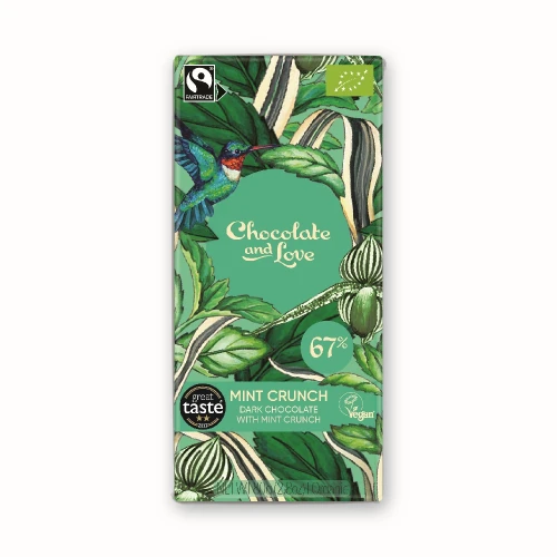 Chocolate and Love Mint 67% Dark Chocolate & Mint Crunch Bar 80g