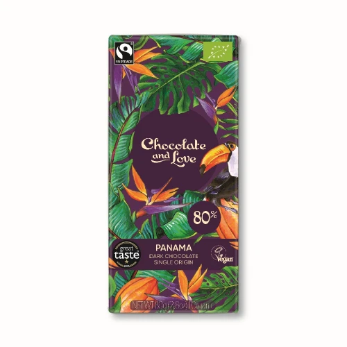 Chocolate and Love Panama 80% Single Origin Dark Chocolate Bar 80g