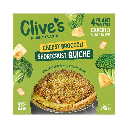 Clive's Purely Plants Cheesy Broccoli Shortcrust Quiche 380g