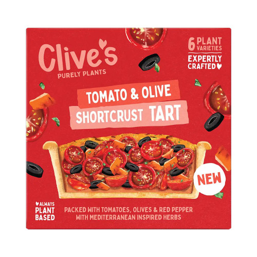 Clive's Purely Plants Tomato & Olive Shortcrust Tart (4 * 150g)