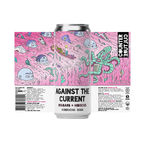 Counter Culture Against the Current Rhubarb + Hibiscus Kombucha Soda 330ml