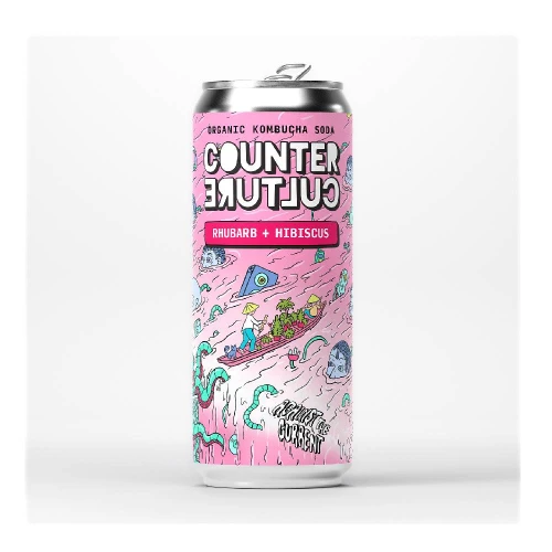 Counter Culture Against the Current Rhubarb + Hibiscus Kombucha Soda 330ml