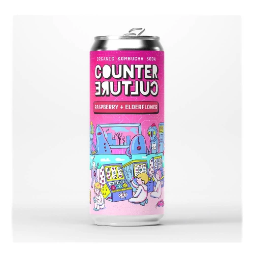 Counter Culture Drinks Fruit Machine Learning Raspberry And Elderflower Kombucha 330ml