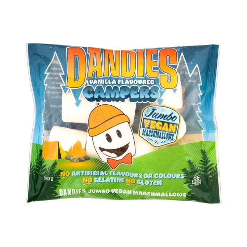 Dandies Vanilla Flavoured Campers Jumbo Vegan Marshmallow 280g
