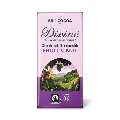 Divine Smooth Dark Chocolate with Fruit & Nut 68% Cocoa 90g