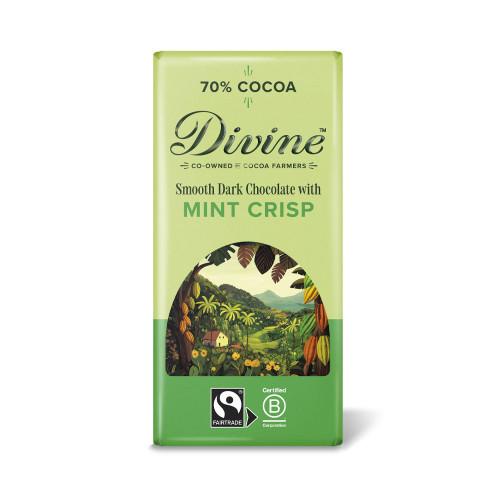 Divine Smooth Dark Chocolate with Mint Crisp 90g