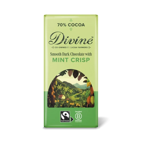 Divine Smooth Dark Chocolate with Mint Crisp 90g
