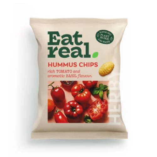Eat Real Hummus Chips Rich Tomato & Aromatic Basil 18 x 45g