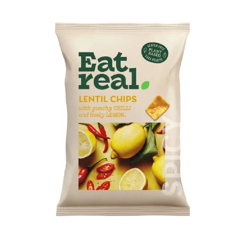 Eat Real Lentil Chips Punchy Chilli and Lively Lemon 18 x 40g
