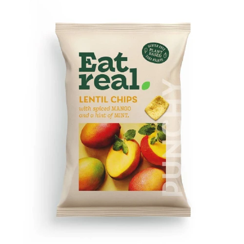 Eat Real Lentil Chips With Spiced Mango and A Hint Of Mint 10 x 95g