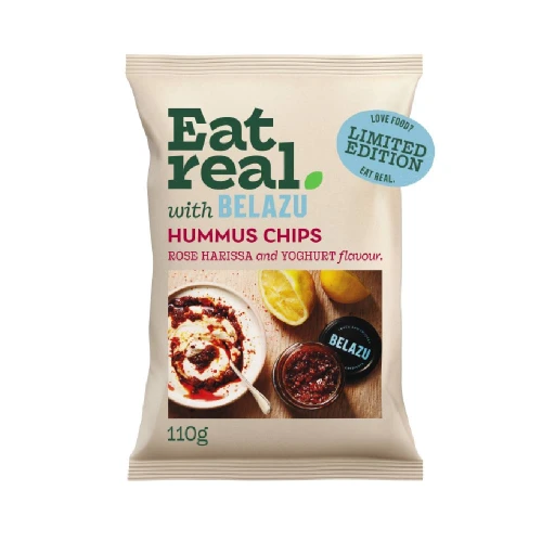 Eat Real With Belazu Hummus Chips Rose Harissa And Yoghurt 110g