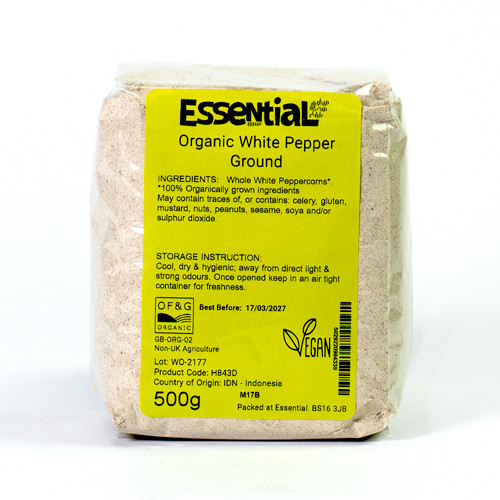 Essential White Pepper Ground Organic 500g