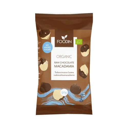 Foodin No Added Sugar Raw Chocolate Coated Macadamias 50g