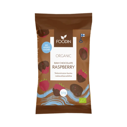Foodin No Added Sugar Raw Chocolate Coated Raspberries 50g