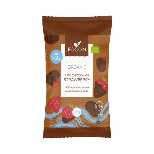 Foodin No Added Sugar Raw Chocolate Coated Strawberries 50g