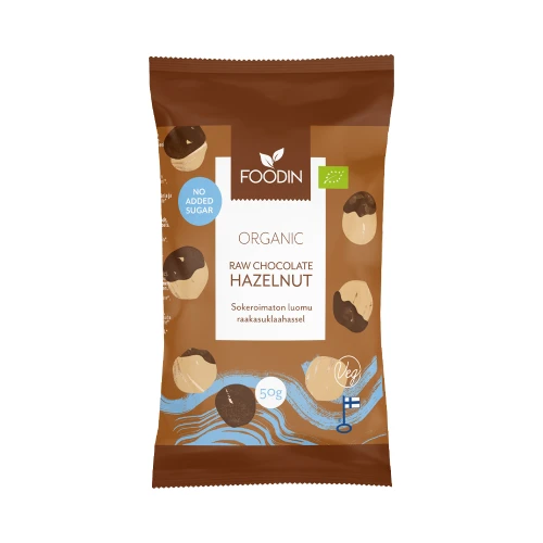 Foodin No Added Sugar Raw Chocolate Coated Hazelnuts 50g