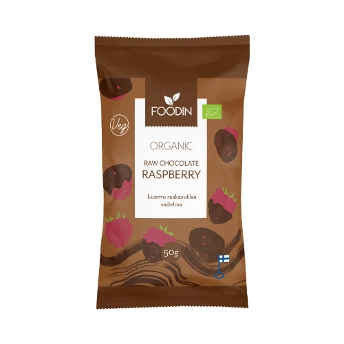 Foodin Raw Chocolate Coated Raspberries 50g