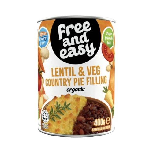 Free and Easy Organic Lentil & Veg Country Pie Filling 400g