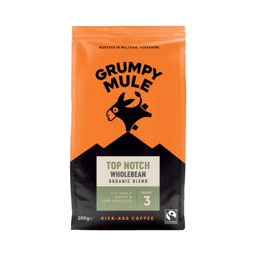 Grumpy Mule Top Notch Wholebean Organic Blend Coffee 200g