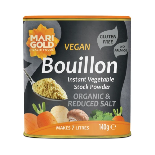 Marigold Vegan Bouillon Instant Vegetable Stock Powder Organic & Reduced Salt 140g