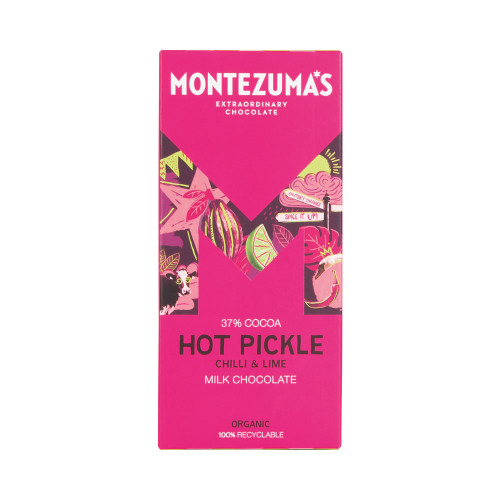 Montezuma's Hot Pickle Organic Chilli & Lime Milk Chocolate 90g