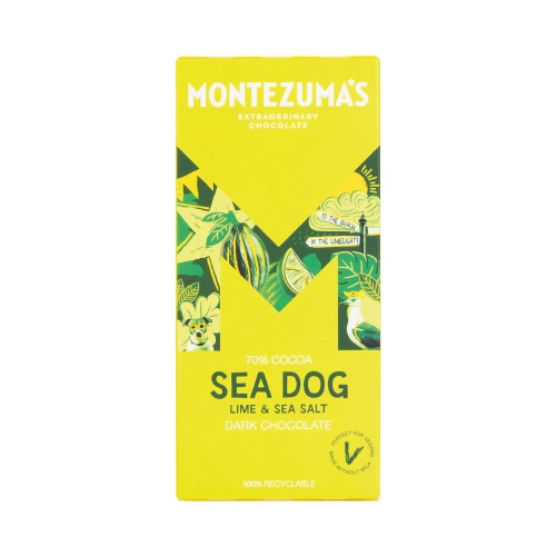 Montezuma's Sea Dog Lime & Sea Salt Dark Chocolate 90g