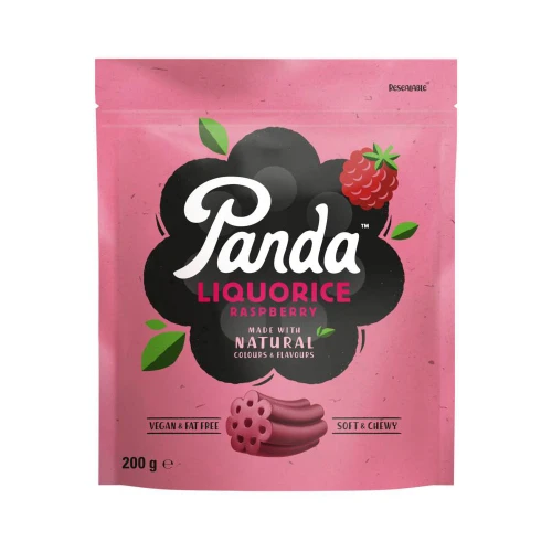Panda Soft Raspberry Liquorice Pieces 200g