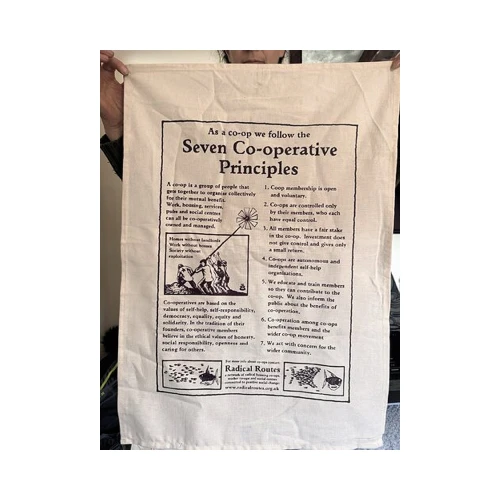 Radical Routes 7 Co-Operative Principles Tea Towel