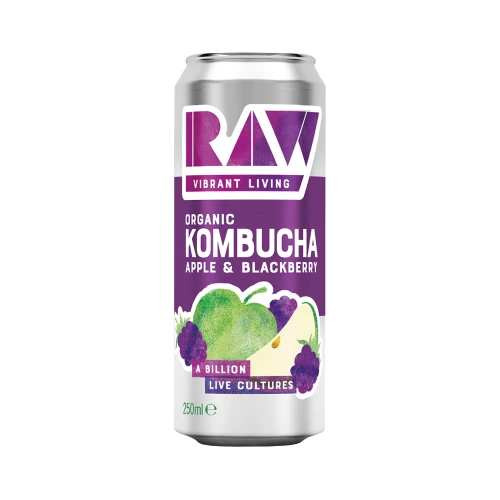 Raw Vibrant Living Organic Apple & Blackberry Kombucha 250ml