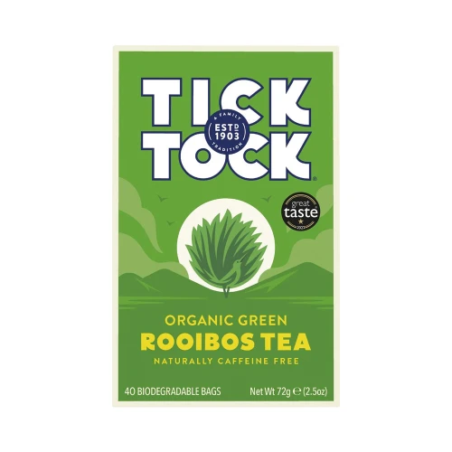 Tick Tock Organic Green Rooibos Green Tea 40 teabags