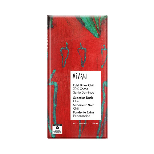 Vivani Dark Chili Organic Vegan ChocolateBar 80g