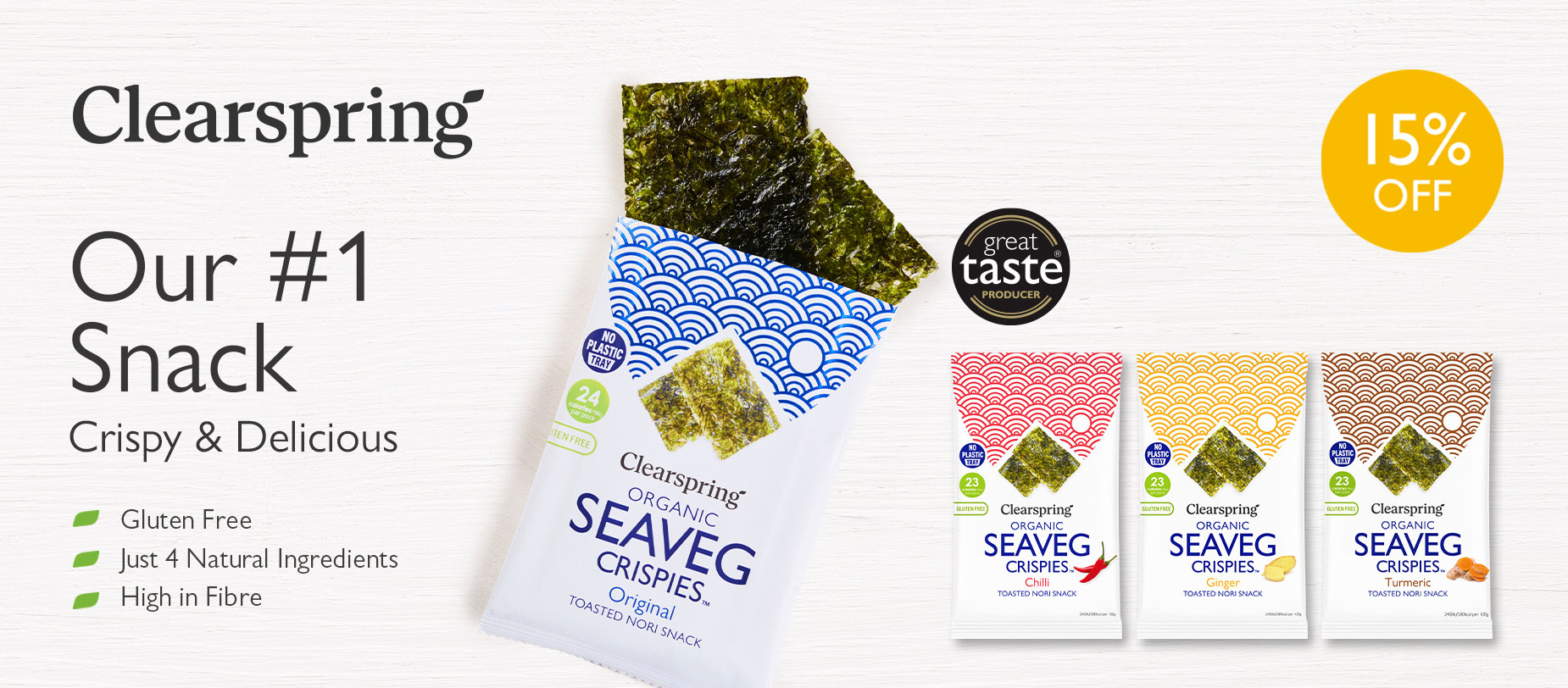 15% Off Clearspring Sea Veg Crisps