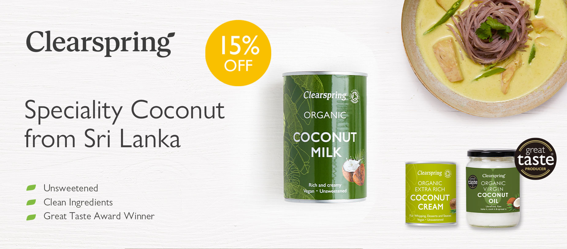15% Off Clearspring Speciality Coconut from Sri Lanka