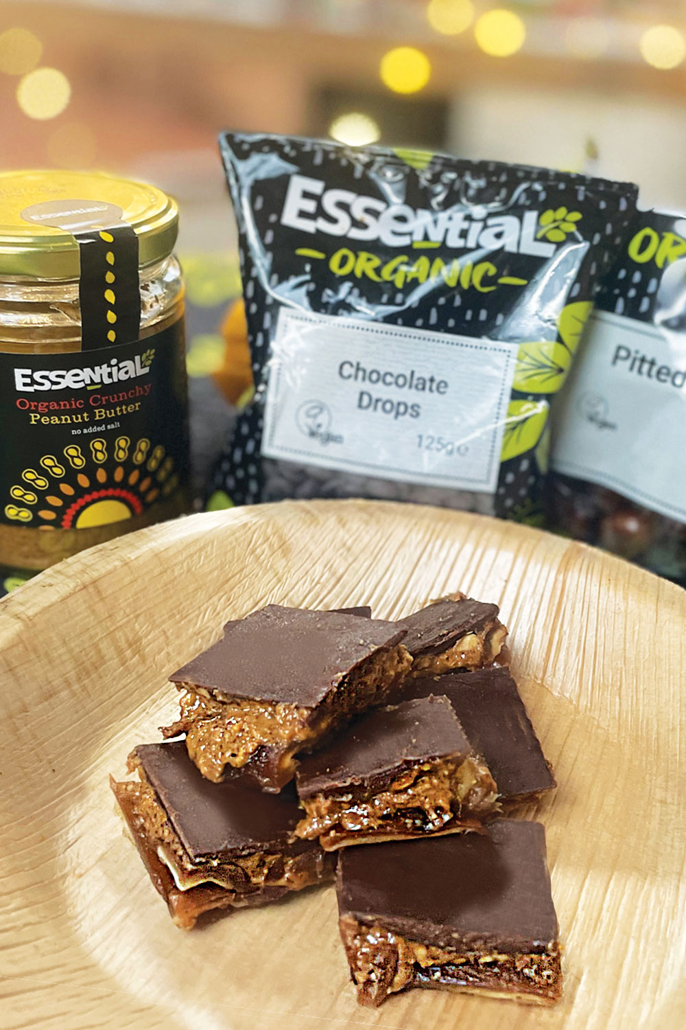 Vegan Date & Peanut Butter Chocolate Slices